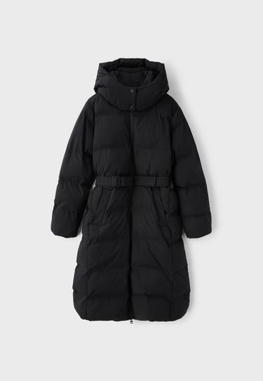 Padded coat with belt — Black 8