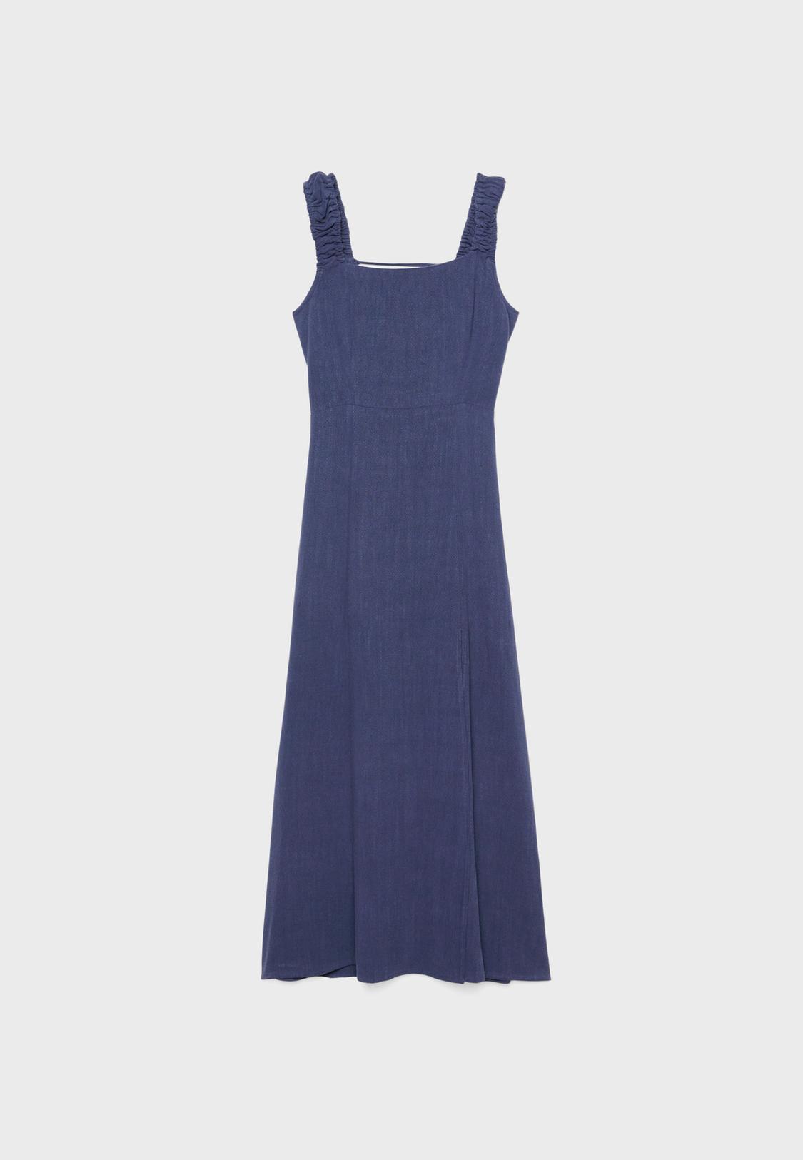 Linen-look cross-back midi dress - Women's fashion | Stradivarius United States Linen-look cross-back midi dress - Women's fashion | Stradivarius United States