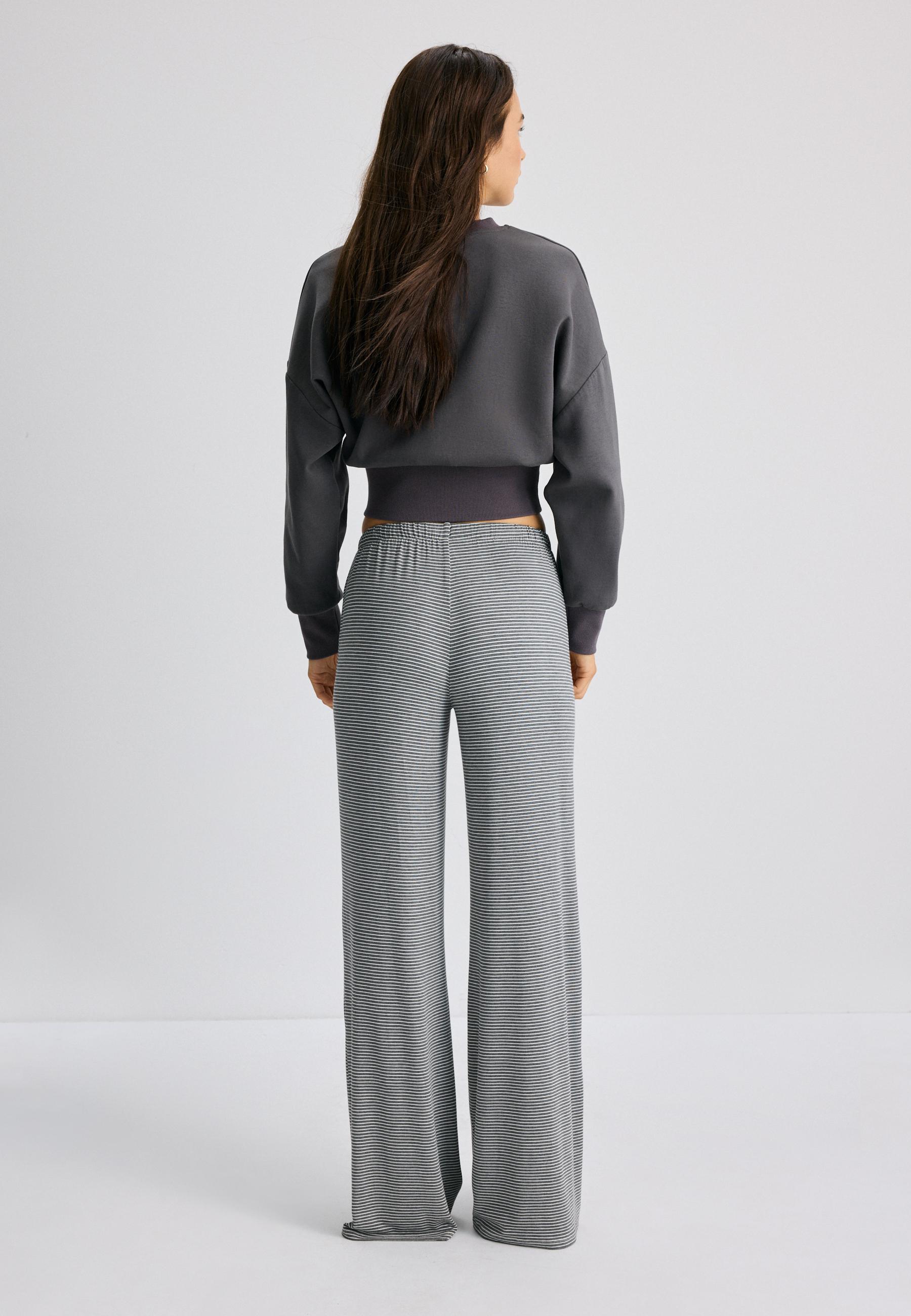 Striped slim-waist joggers — Grey melange