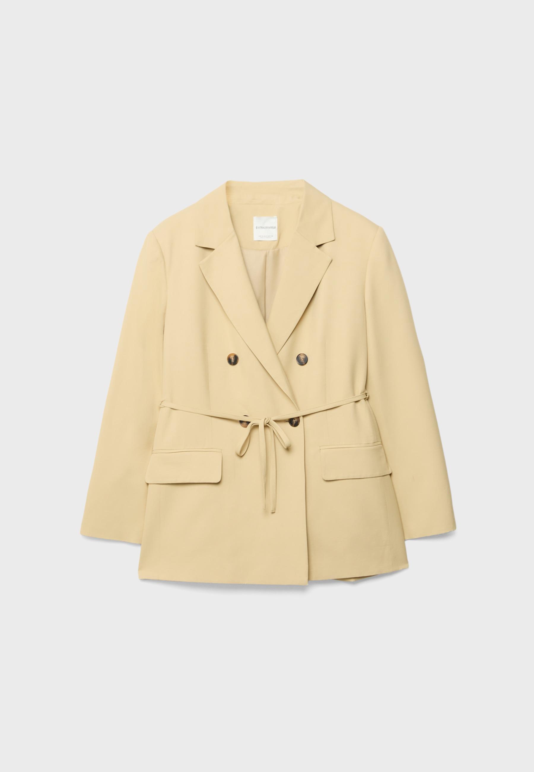 Belted blazer — Pastel yellow
