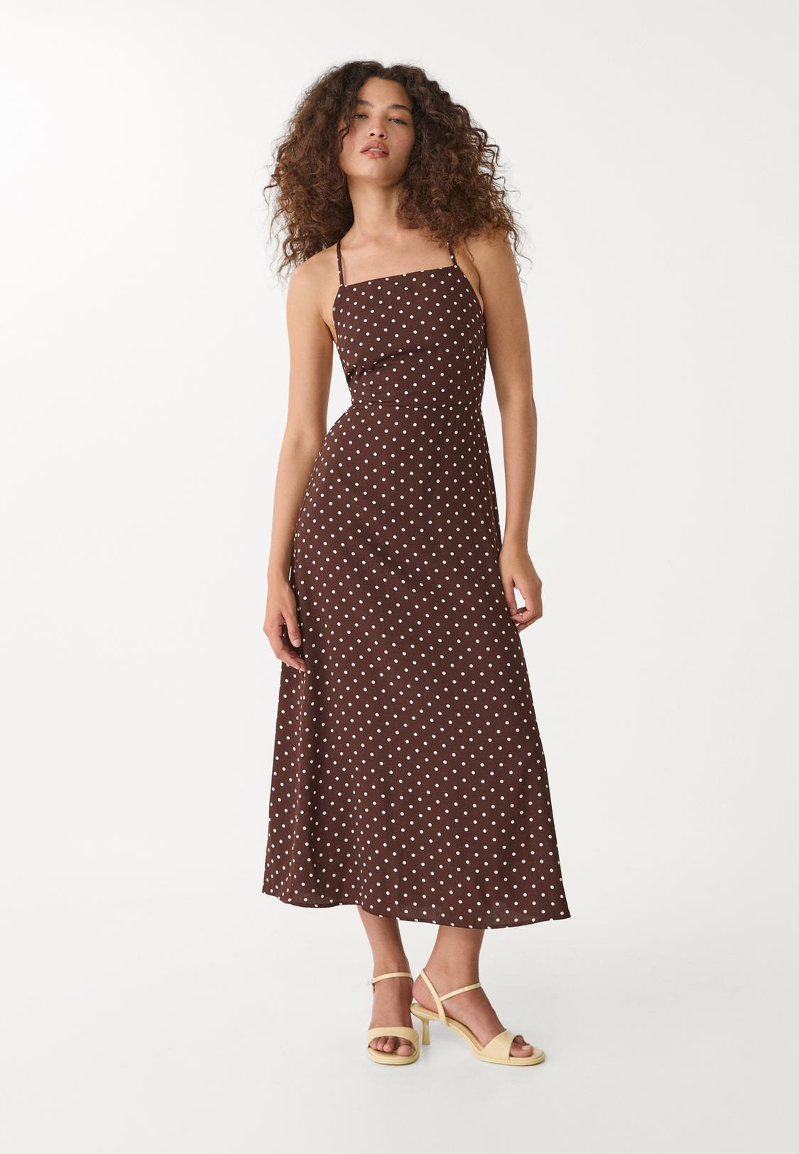 Robe longue à pois dos nu