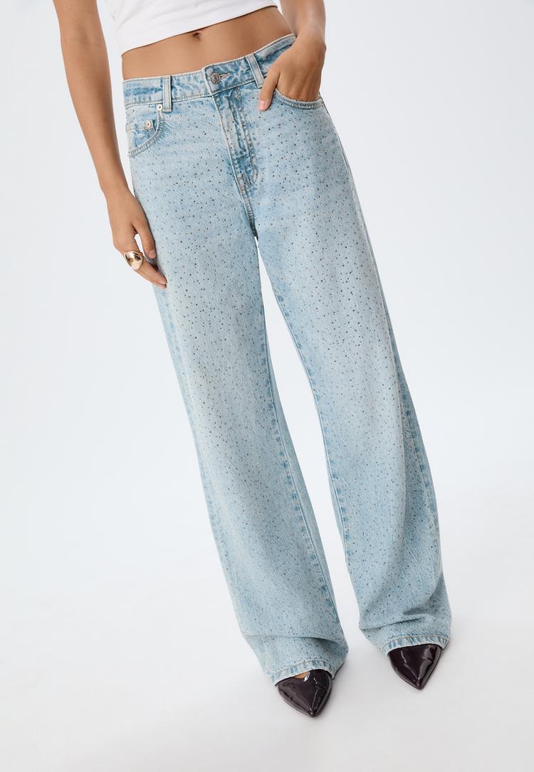jeans straight fit brillos
