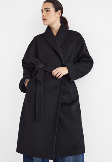 Long felt belted coat — Black 3