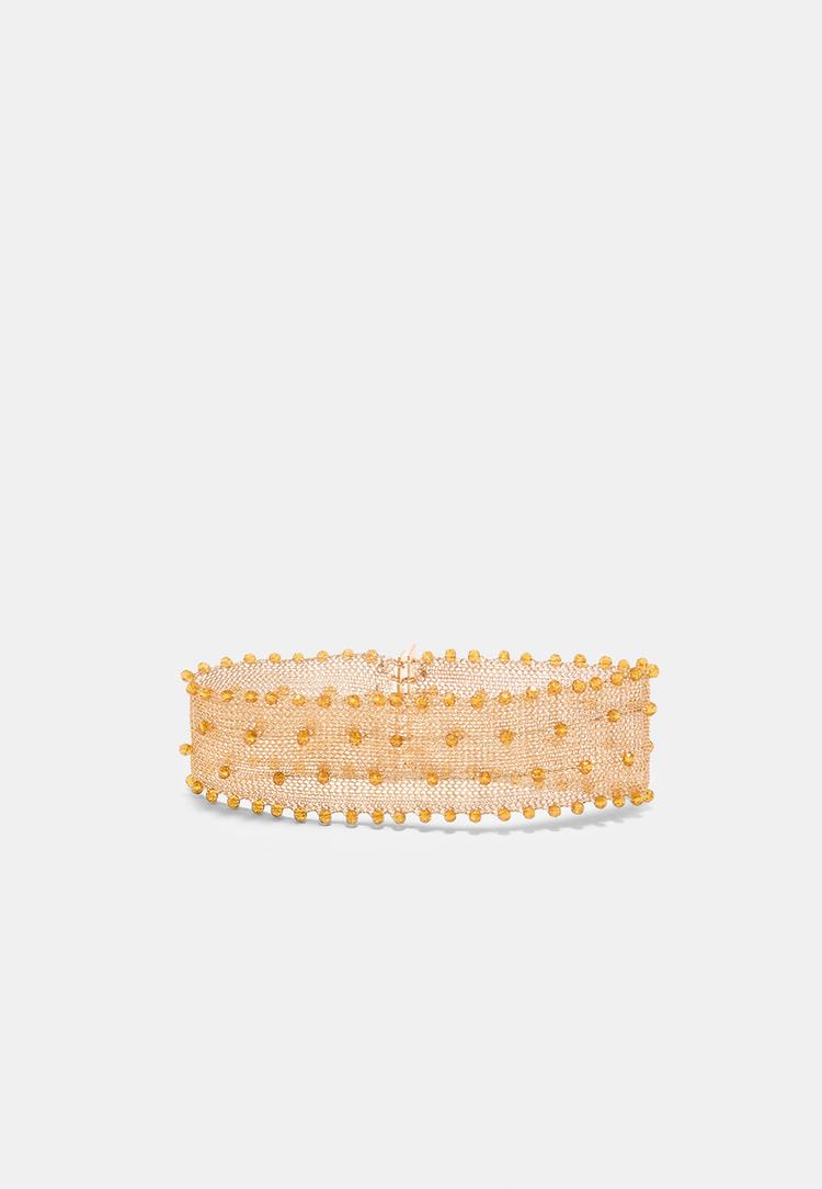 Stradivarius Čvrsta Choker Ogrlica Od Metalne Mrežice Gold Os