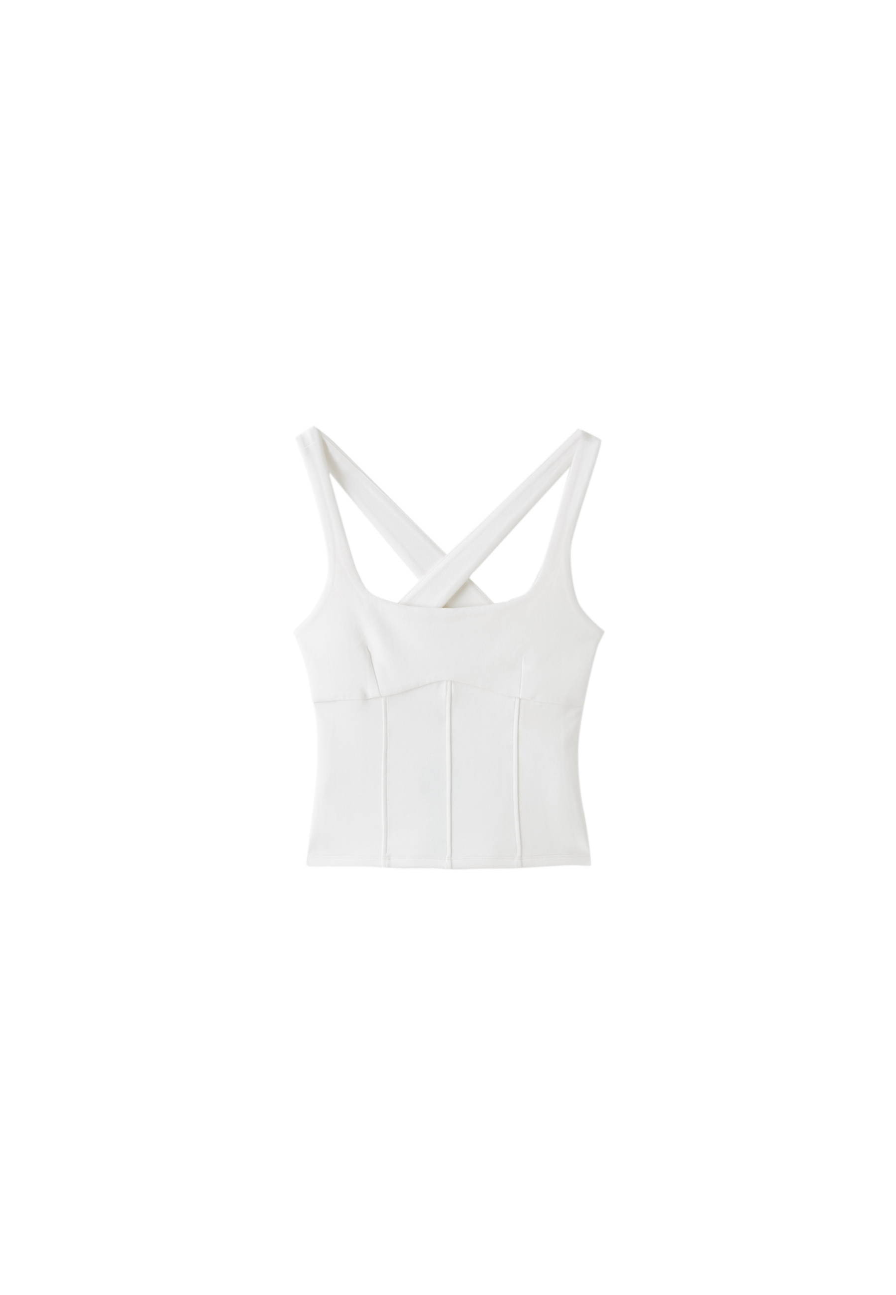 Fitted top with visible seams and wide straps — Ecru