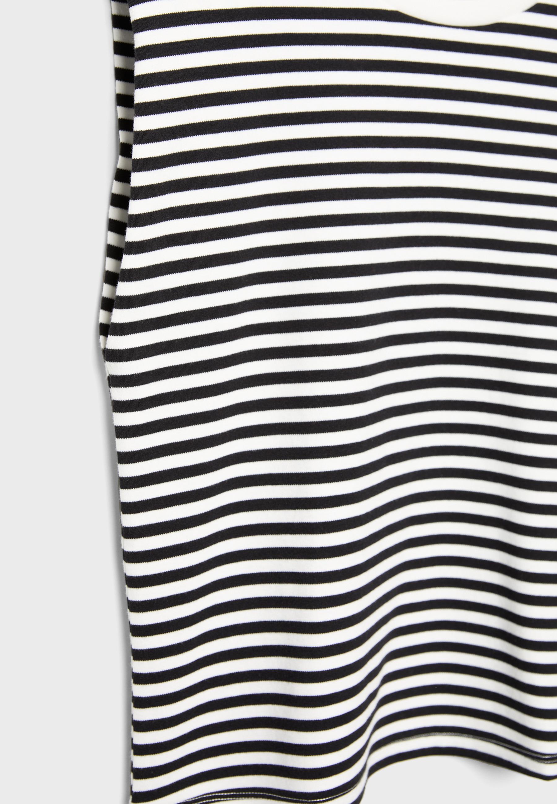 Basic vatkalı çizgili t-shirt