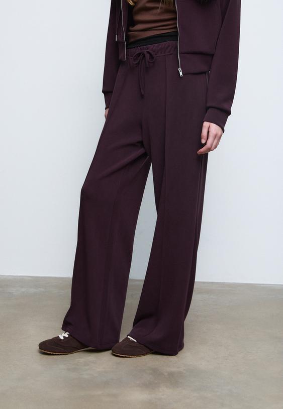 pantalon jogger wide leg nervio tacto suave