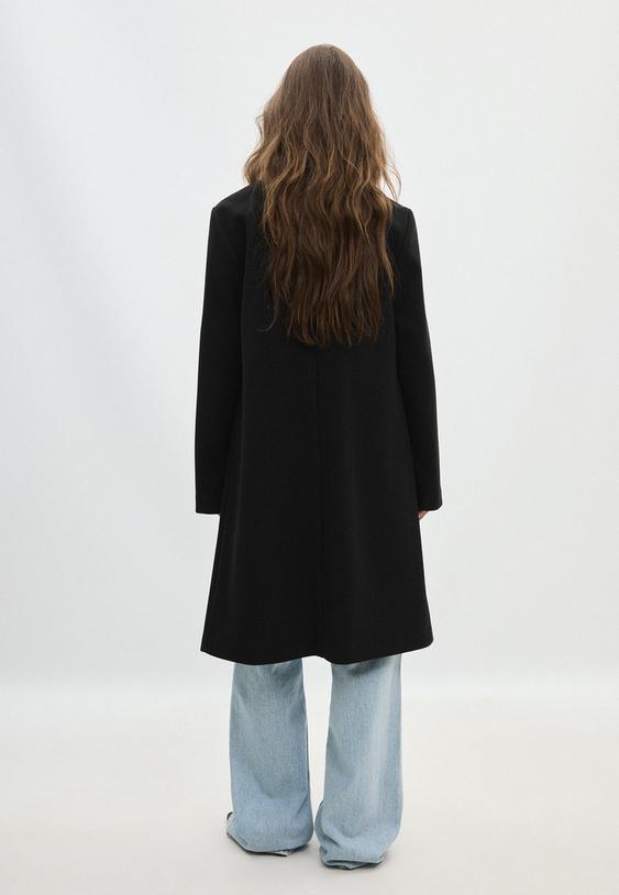 Stradivarius Soft-Touch Basic Coat Black L