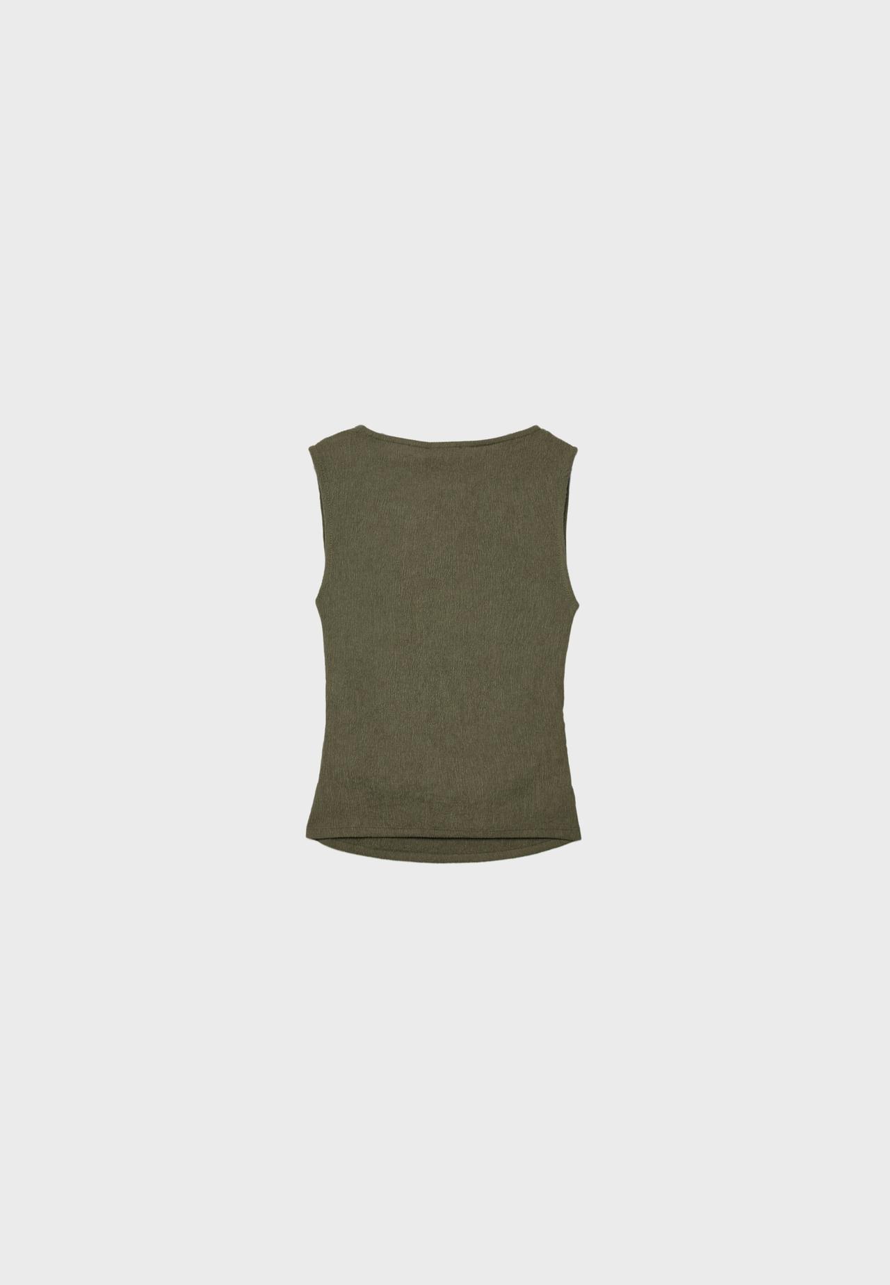 Textured ruched top — Khaki