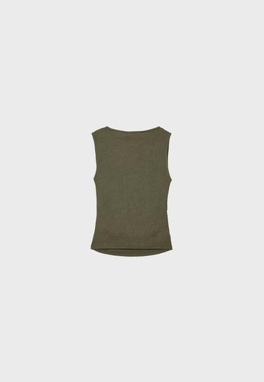 Textured ruched top — Khaki 8