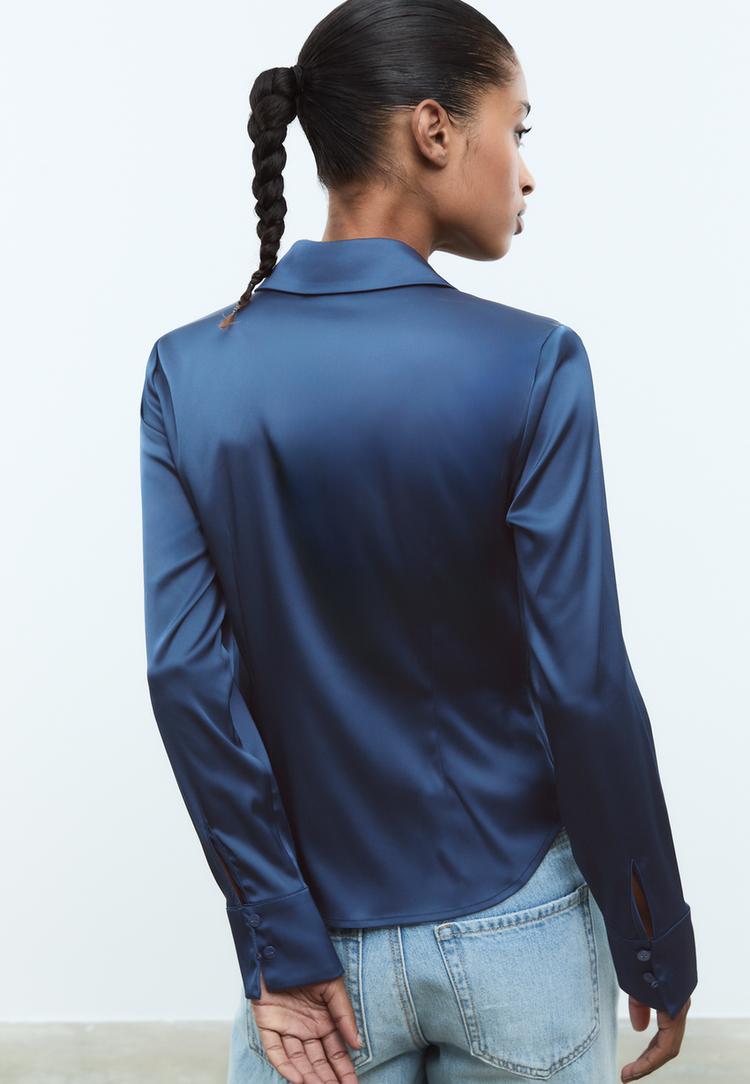 fitted satin shirt