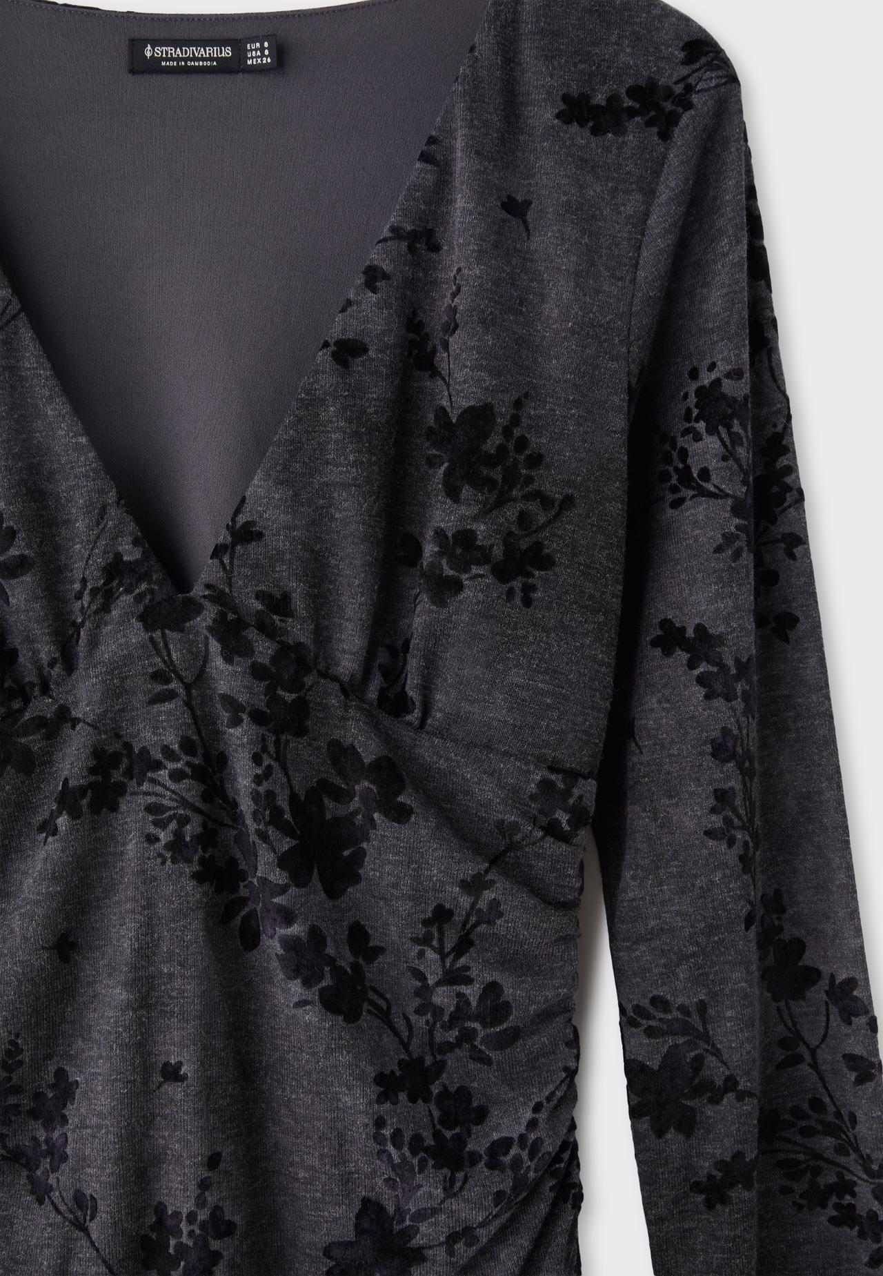 Short flocked dress — Dark grey