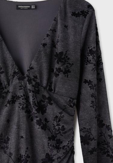 Short flocked dress — Dark grey 8