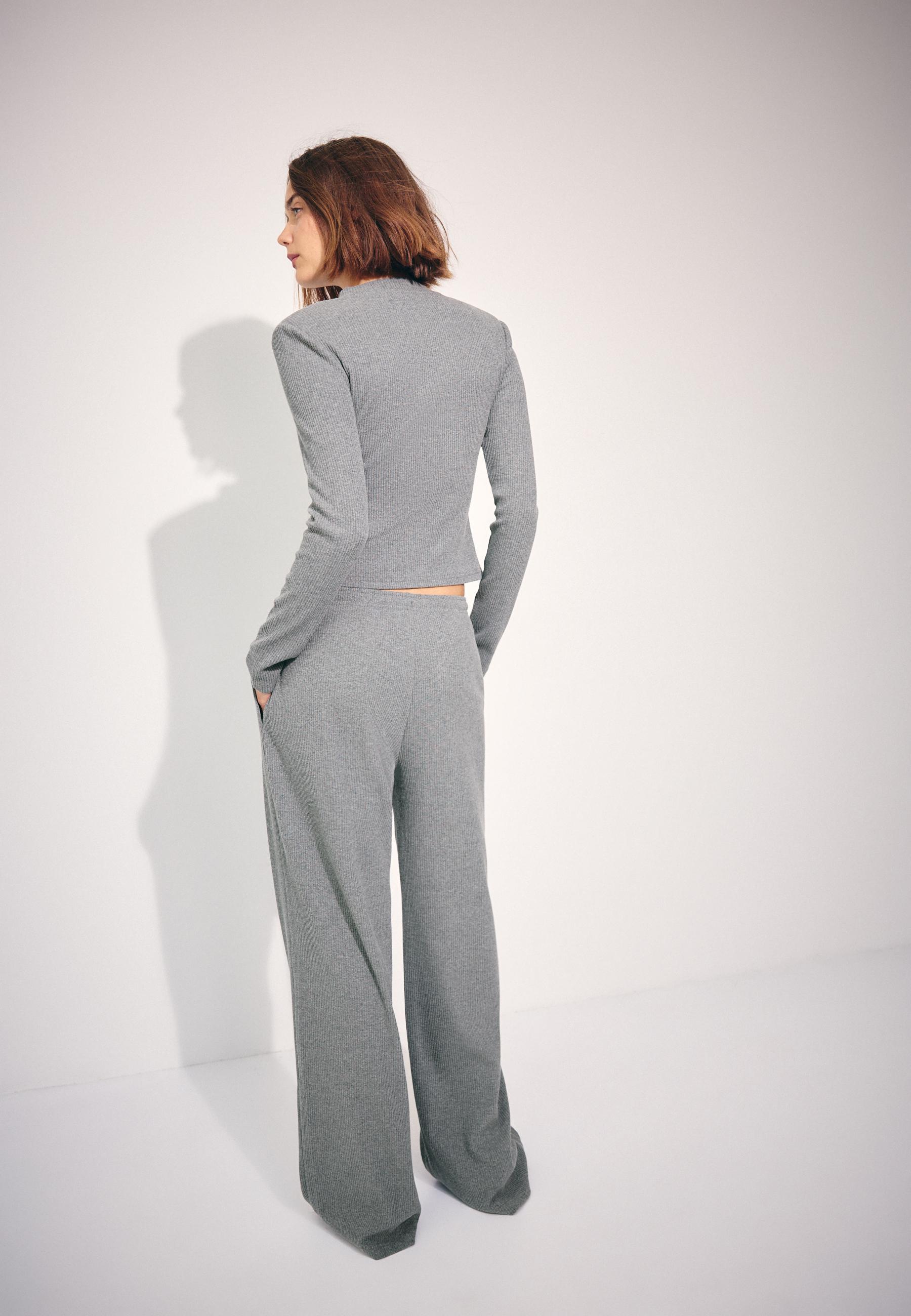 Soft-touch ribbed trousers — Dark grey