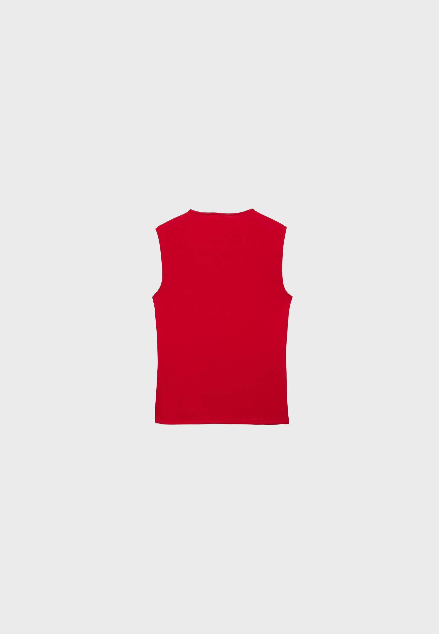 Basic Sleeveless T-Shirt — Red
