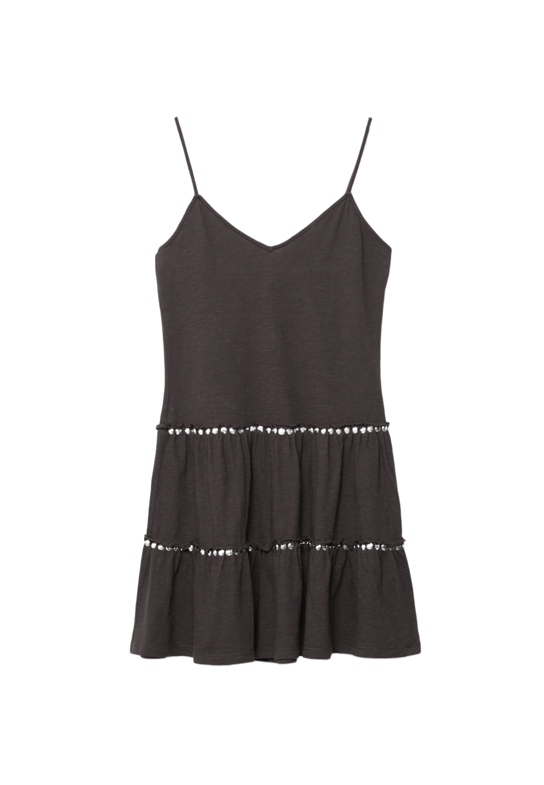 Ruffled dress with studs — Brown