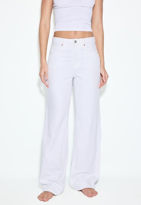 Stradivarius D92 Straight Wide Jeans White 16