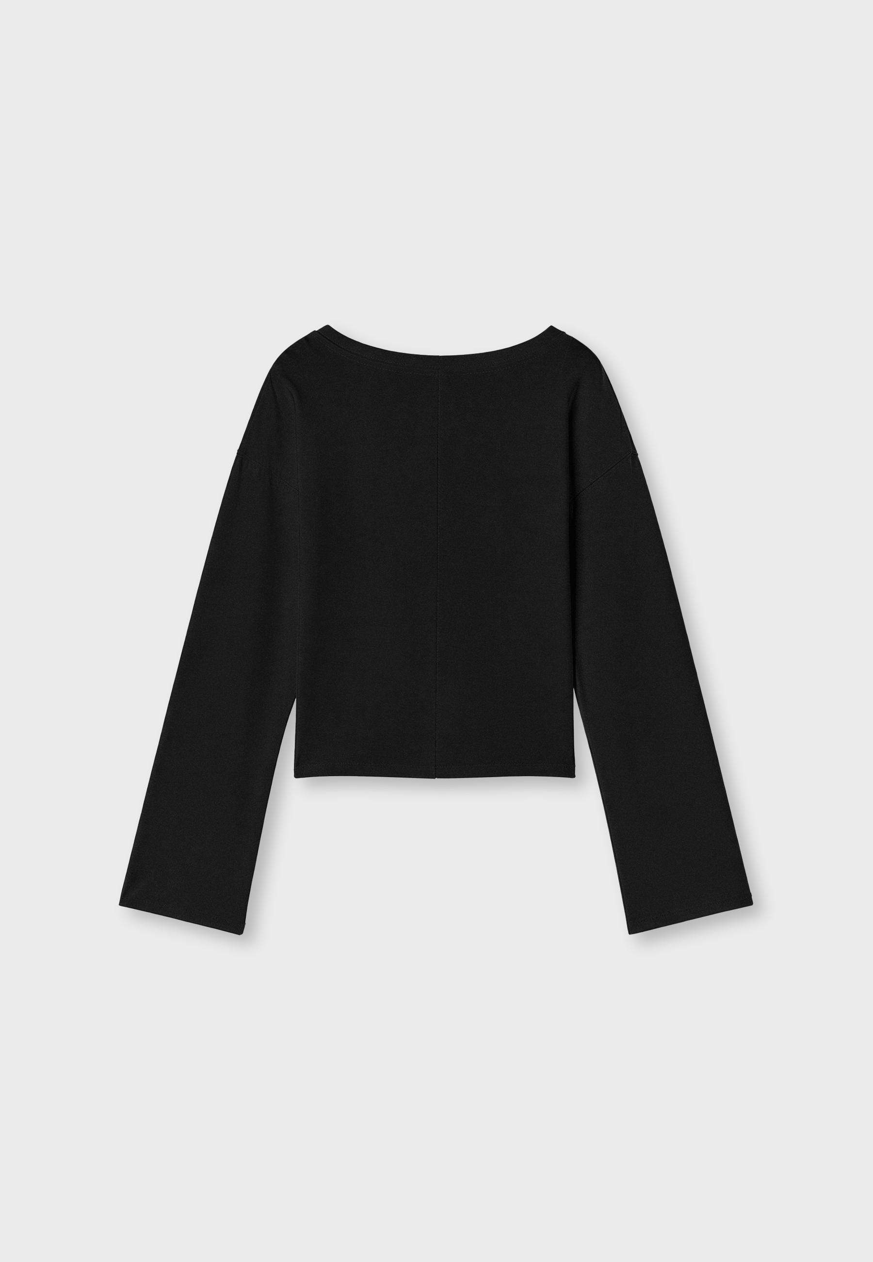 V-neck long Japanese sleeve T-shirt — Black