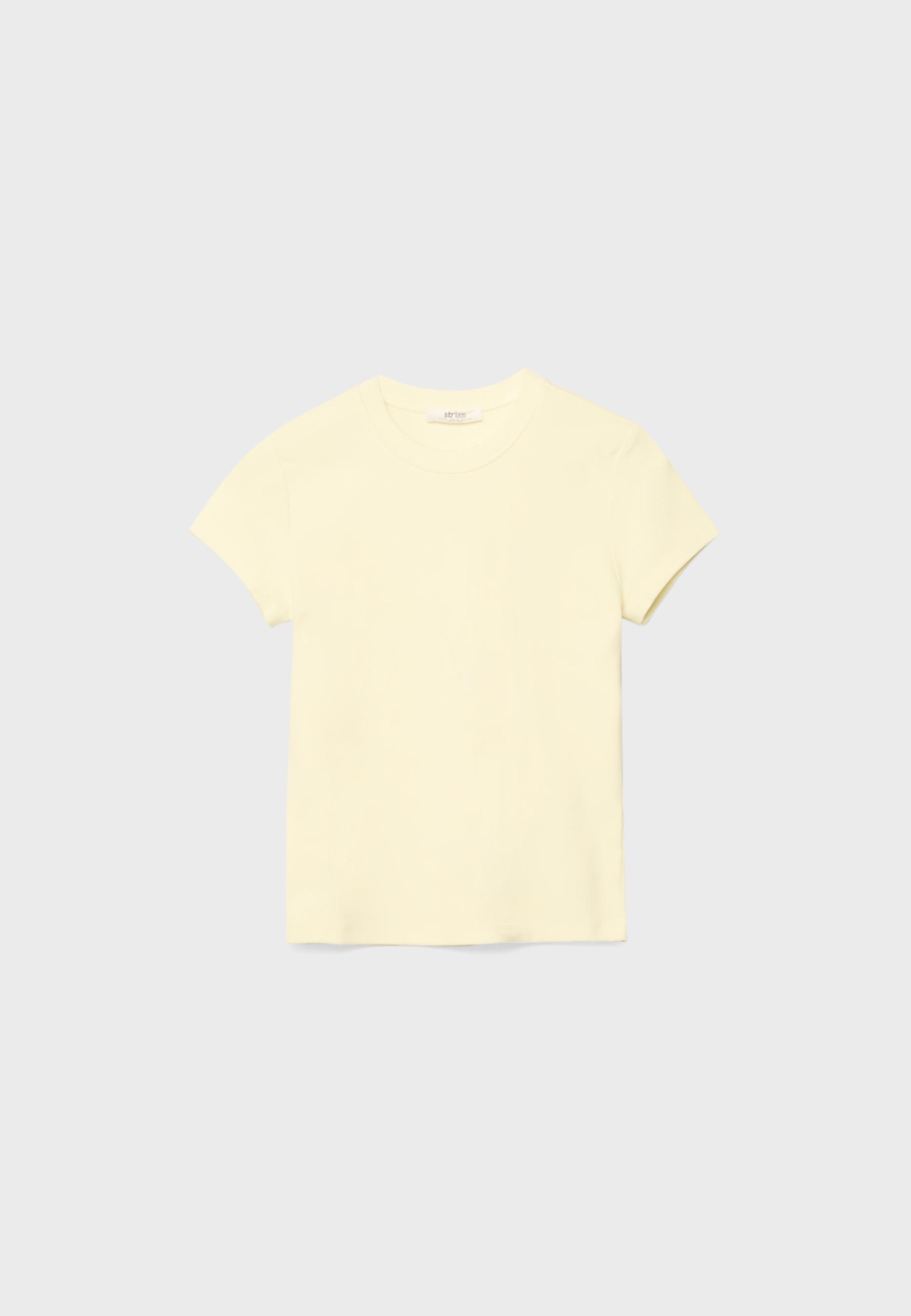 Basic round neck short sleeve T-shirt — Pastel yellow