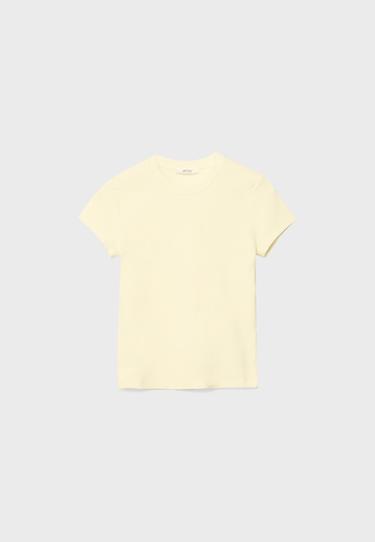 Basic round neck short sleeve T-shirt — Pastel yellow 6