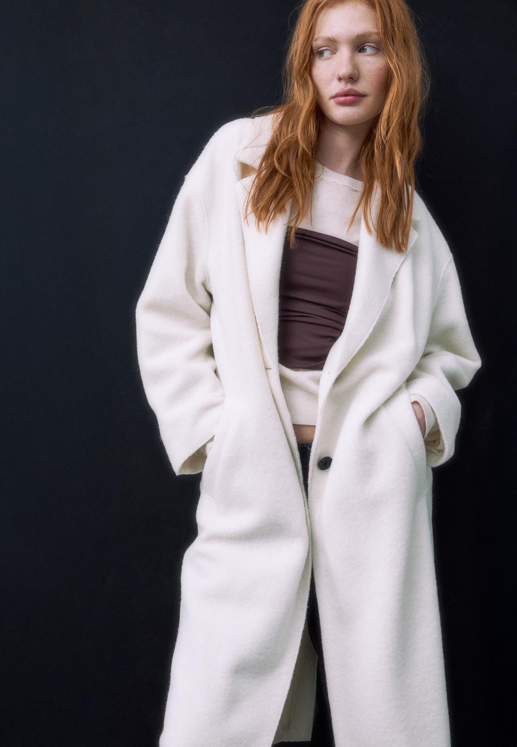Long faux shearling lined coat