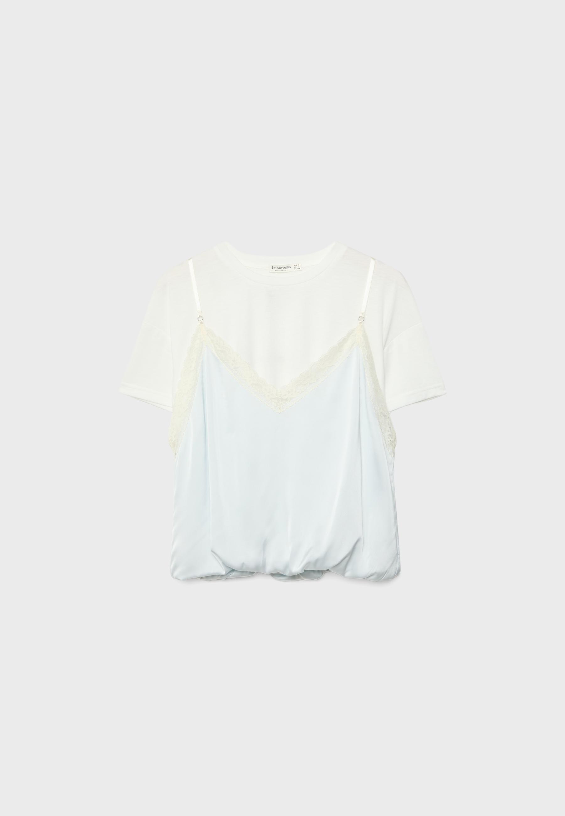 Double-layer camisole T-shirt — Sky blue