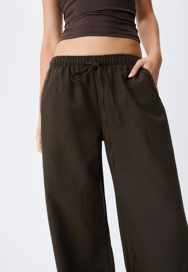 pantalon cordones con lino