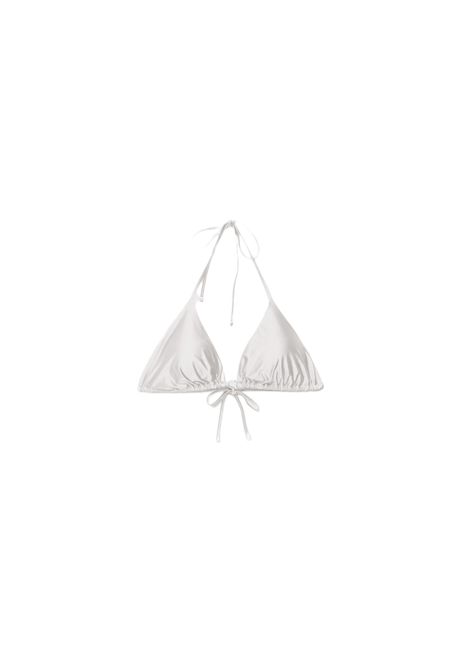 Satin triangle bikini top — Ecru
