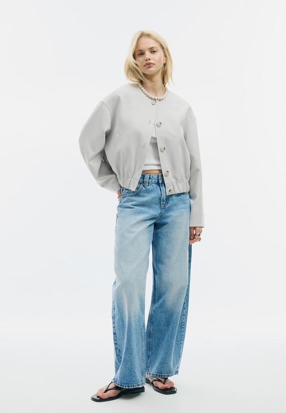 Stradivarius Blouson Bouffant À Col Rond Écru M