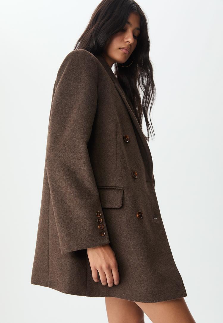 regular fit double breasted coat