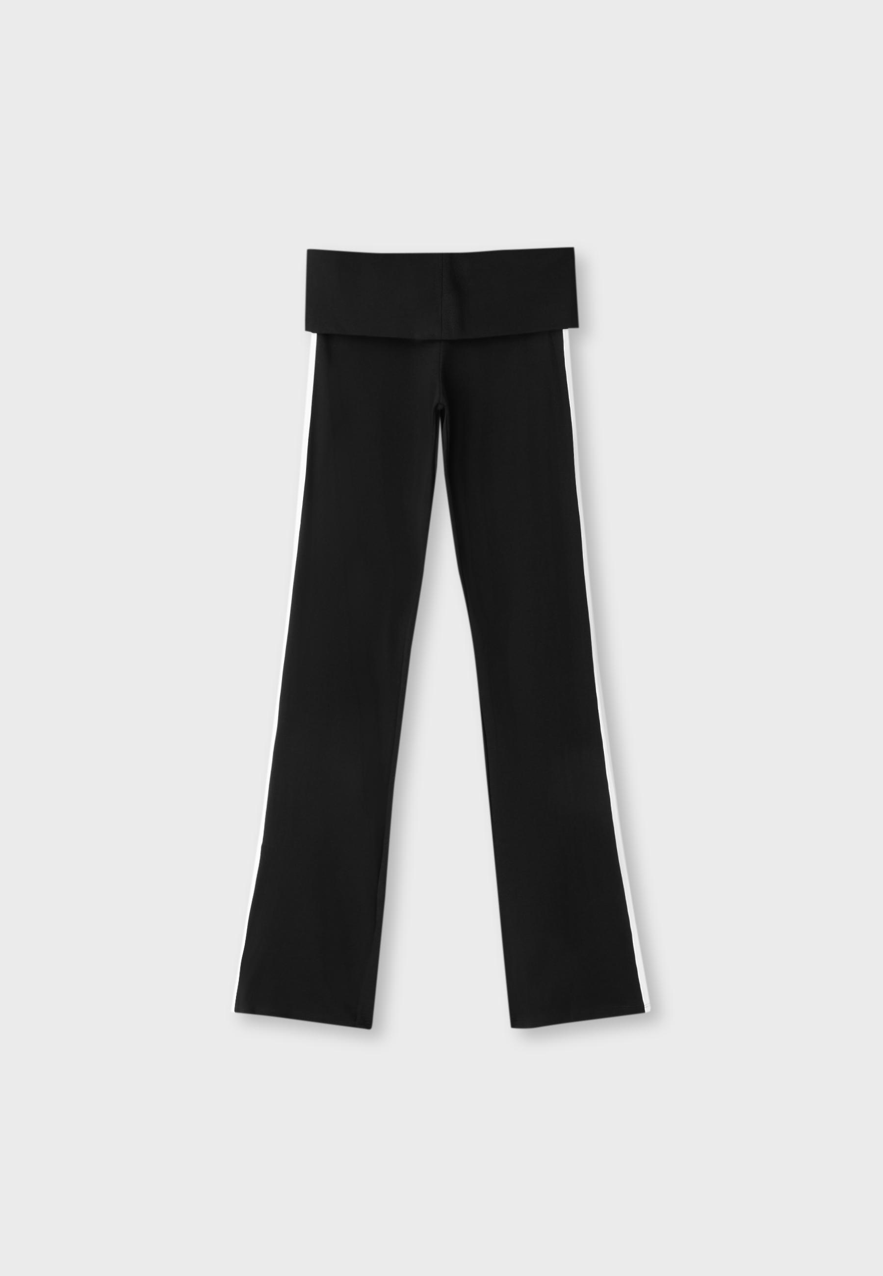 Turn-down waist bell bottom leggings — Ecru