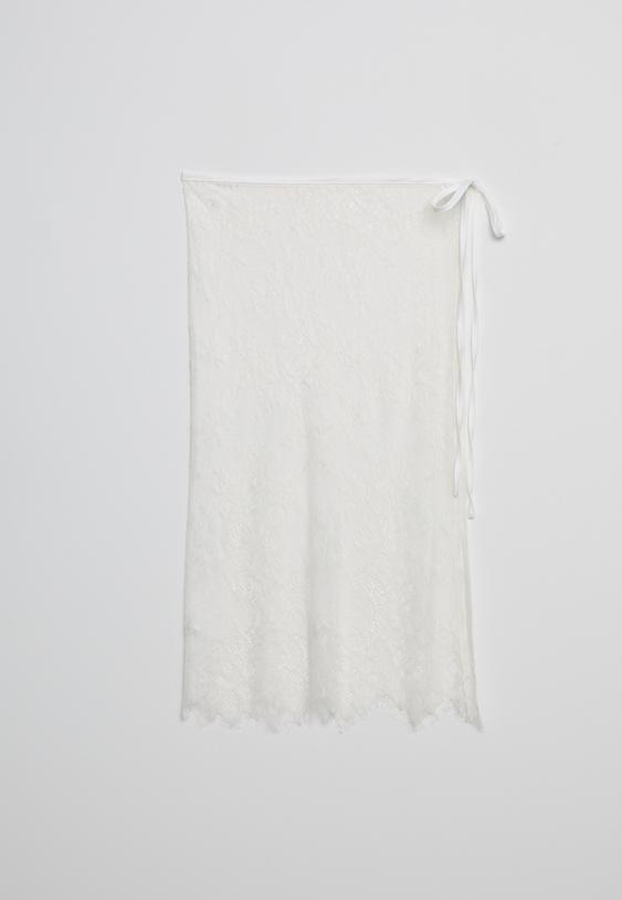 Stradivarius Lace Pareo Ecru Os