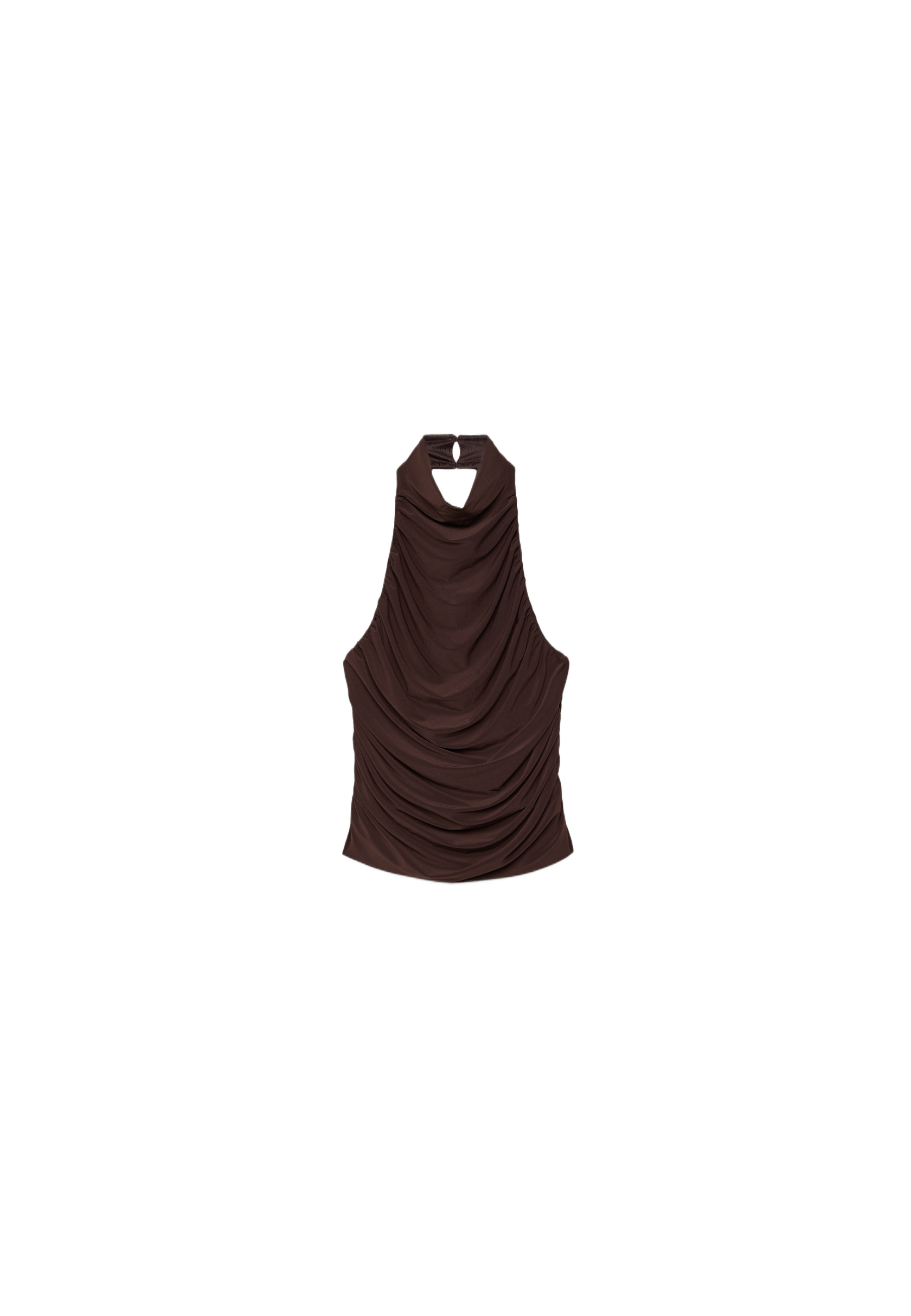 Ruched halter top — Brown