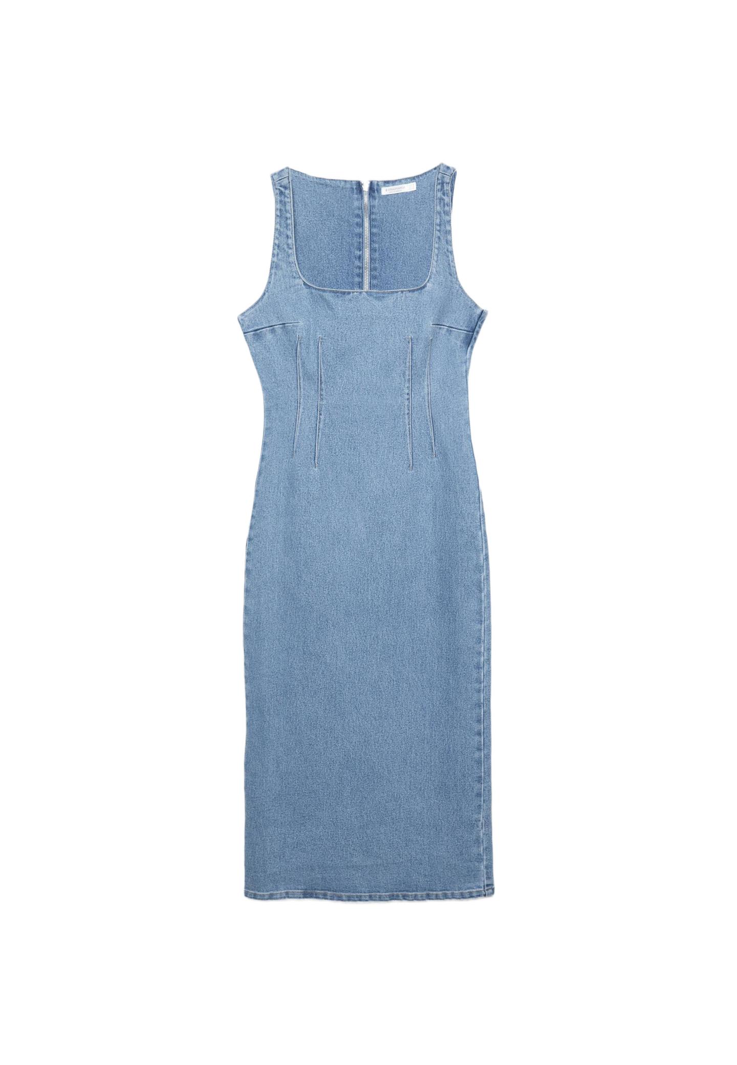Denim midi elbise - Görsel 11