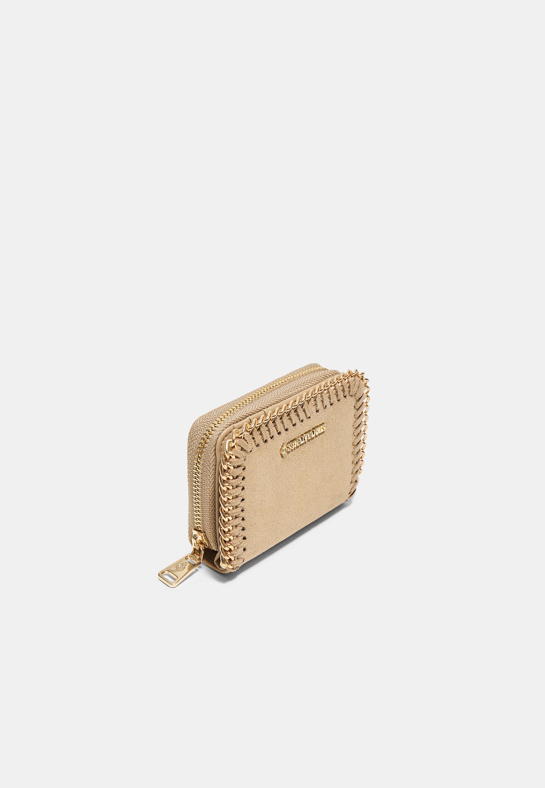 Card holder purse with chain detail — Yellow