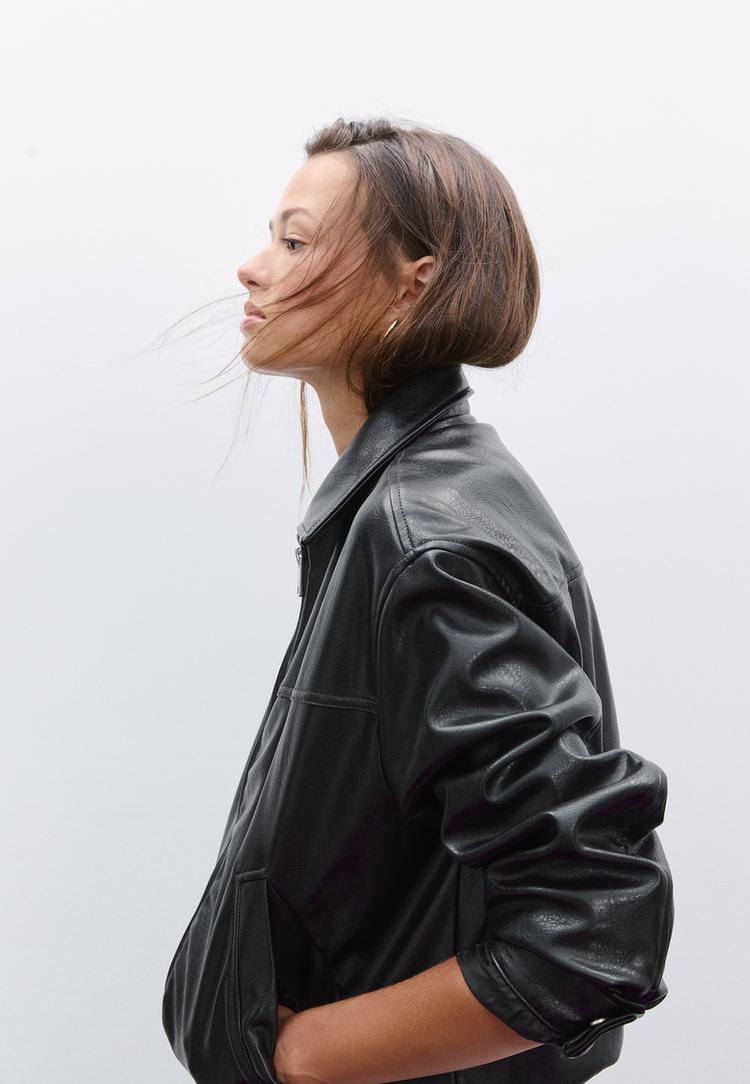 oversize faux leather jacket