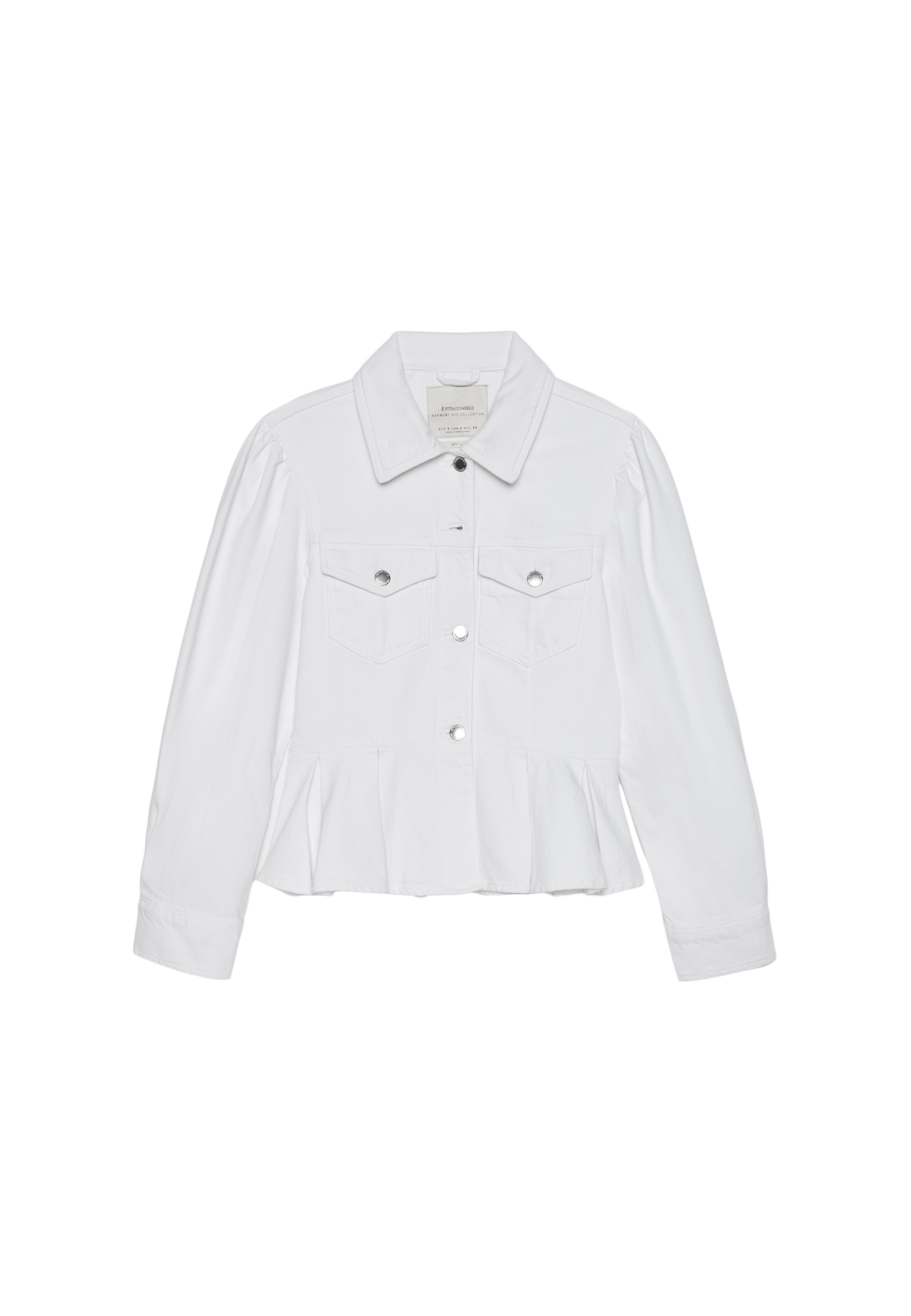 Peplum denim jacket — White