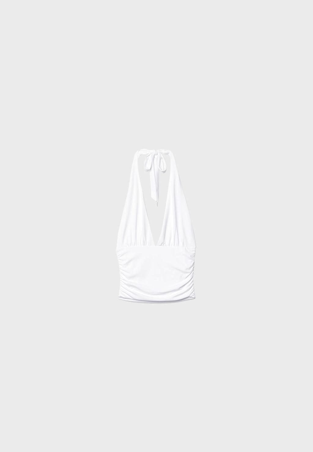Top halter fruncido