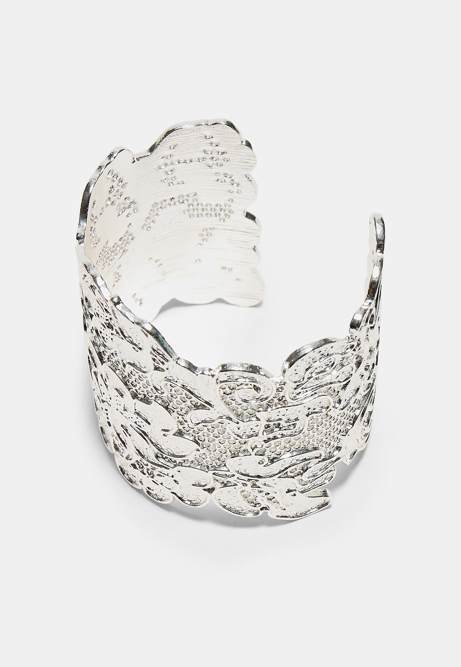 Lace-effect rigid bangle — Grey