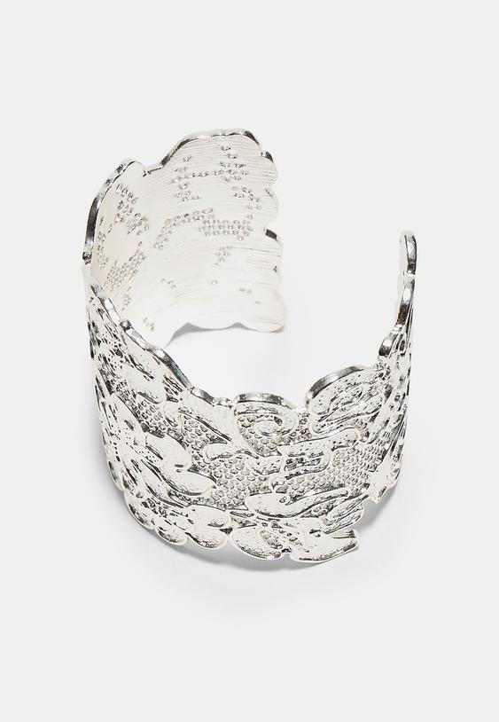 Stradivarius Lace-Effect Rigid Bangle Grey Os