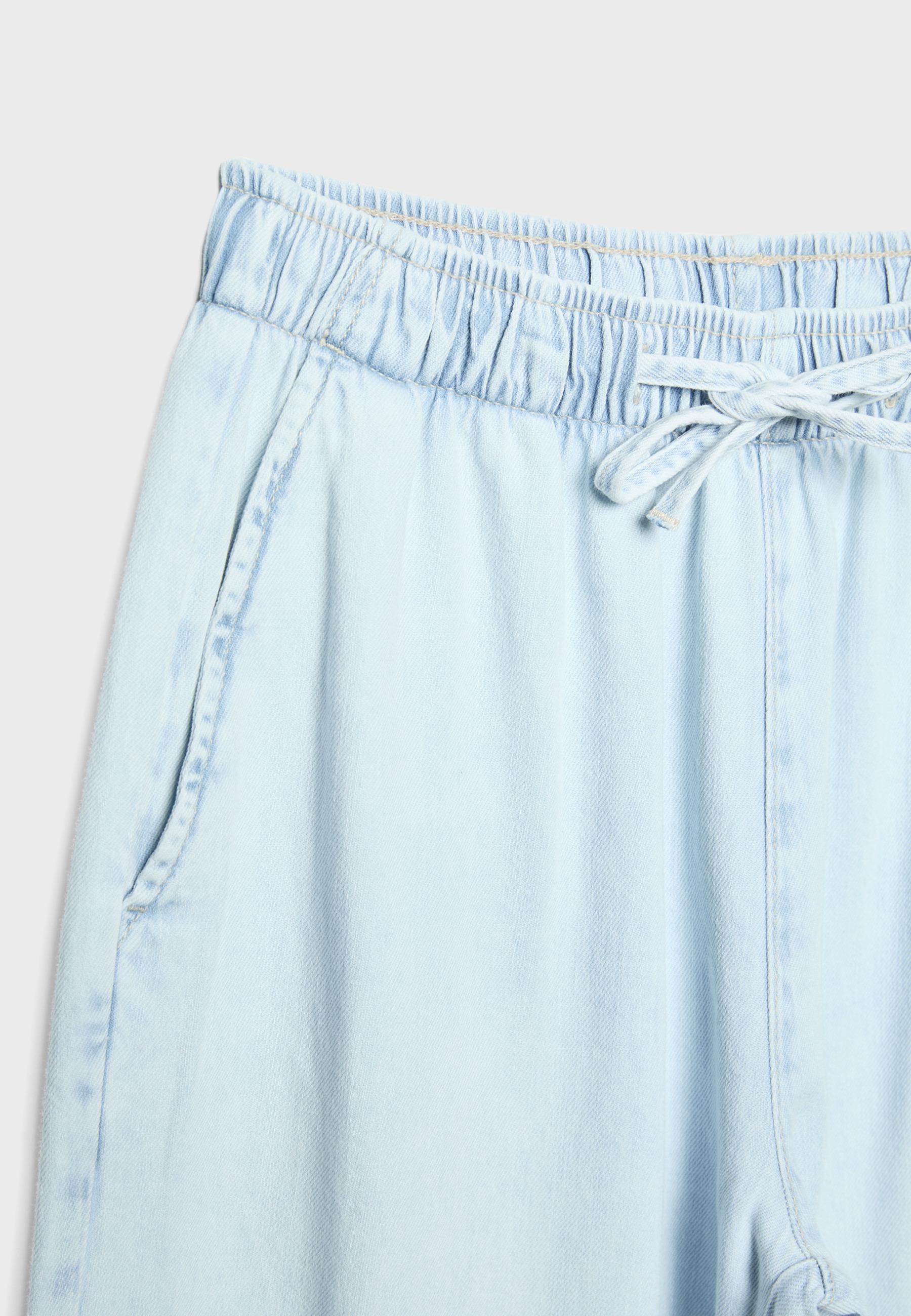 Flowy denim drawstring trousers — MEDIUM LIGHT BLUE DENIM