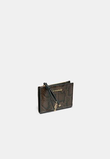 Snakeskin print card holder purse — Brown 4