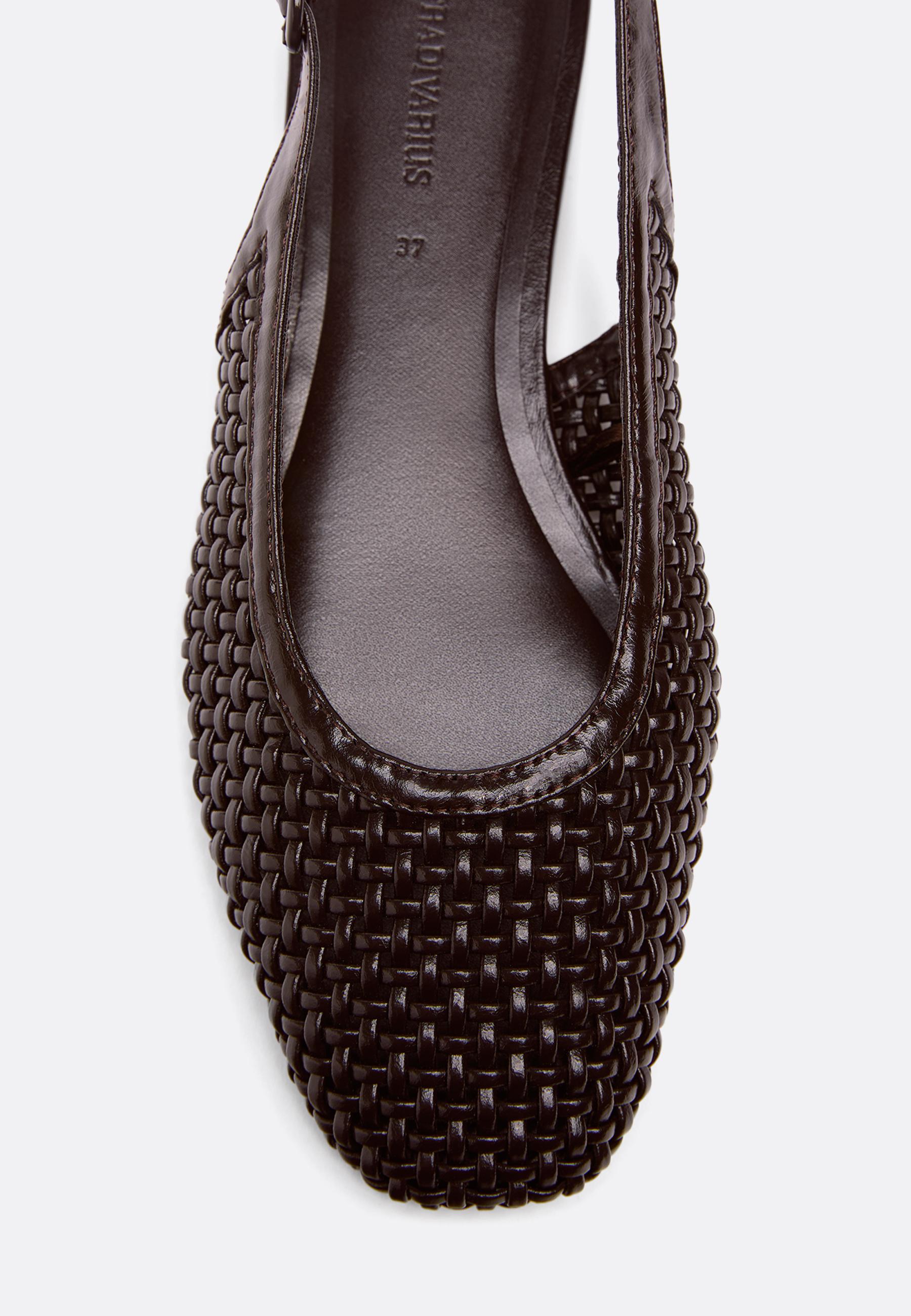 Braided slingback ballet flats — BROWN