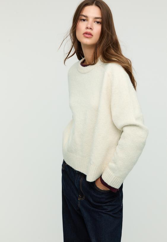 Stradivarius Basic Soft Knit Jumper Ecru M
