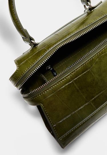 Mini coconut effect crossbody bag — Khaki 5
