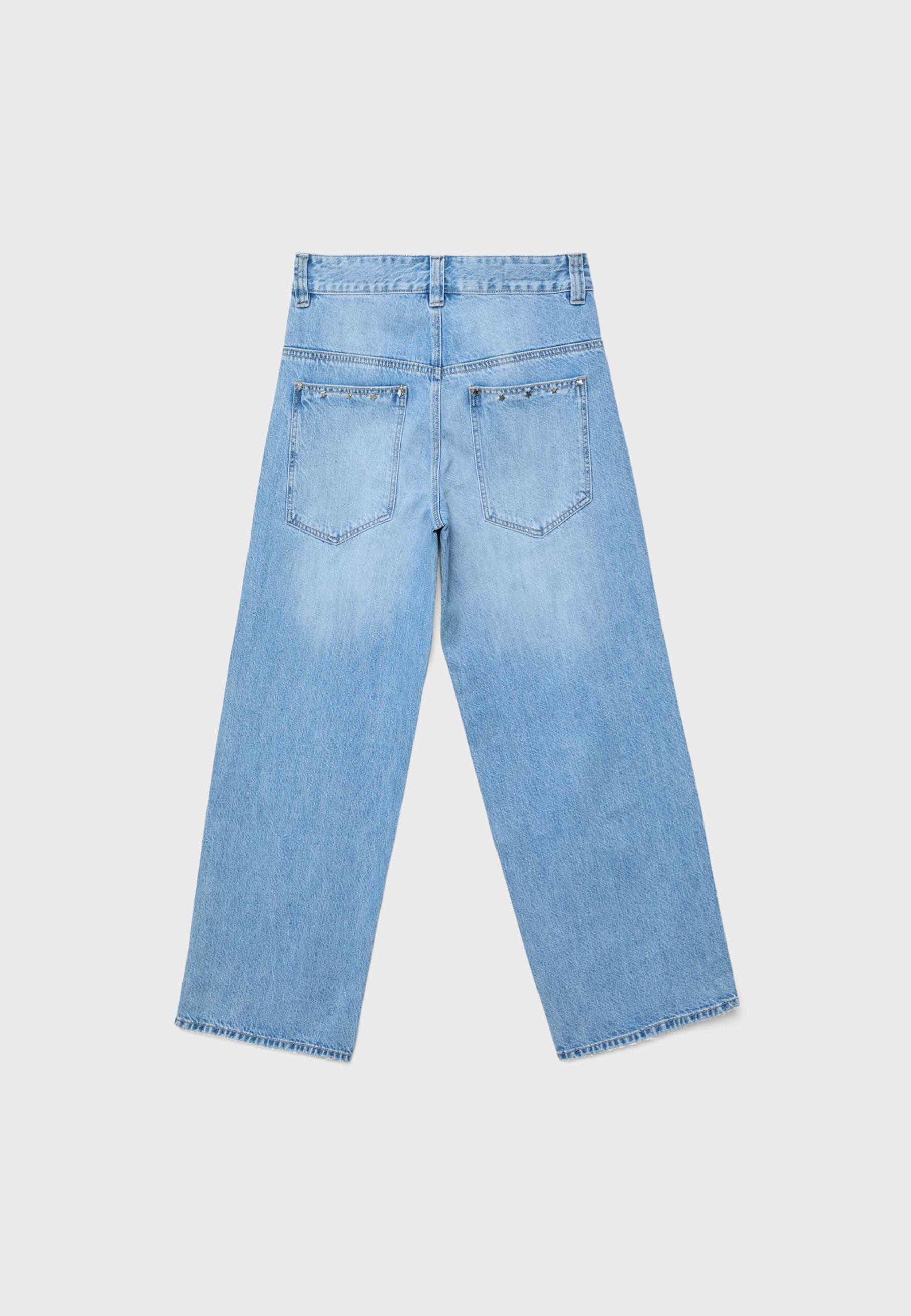 Super baggy jeans with side stars — MEDIUM LIGHT BLUE DENIM