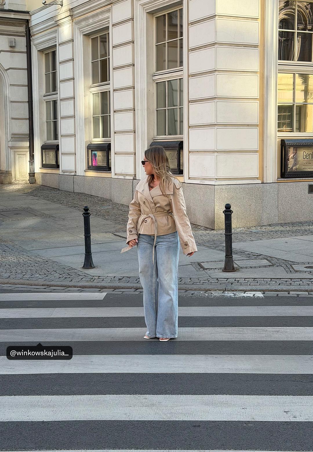 High-neck trench coat with belt — Beige