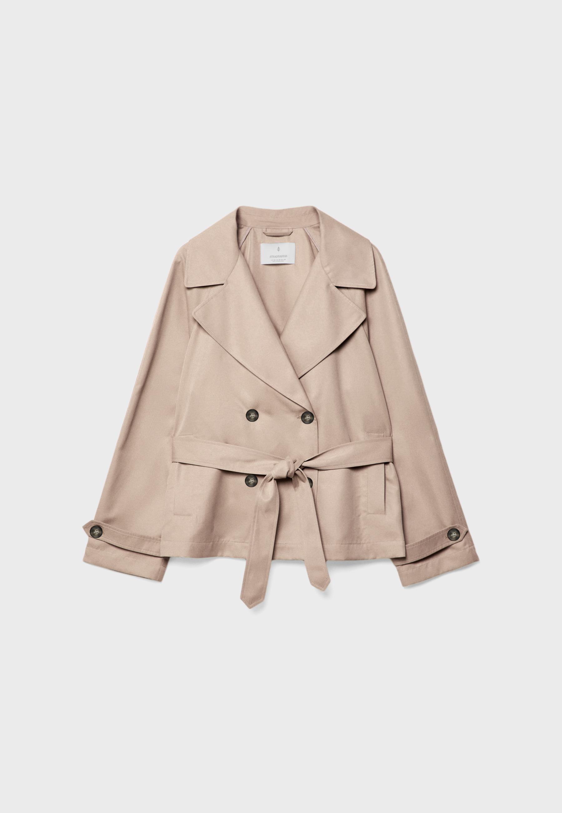 Kemerli kısa, akıcı trençkot - Görsel 7