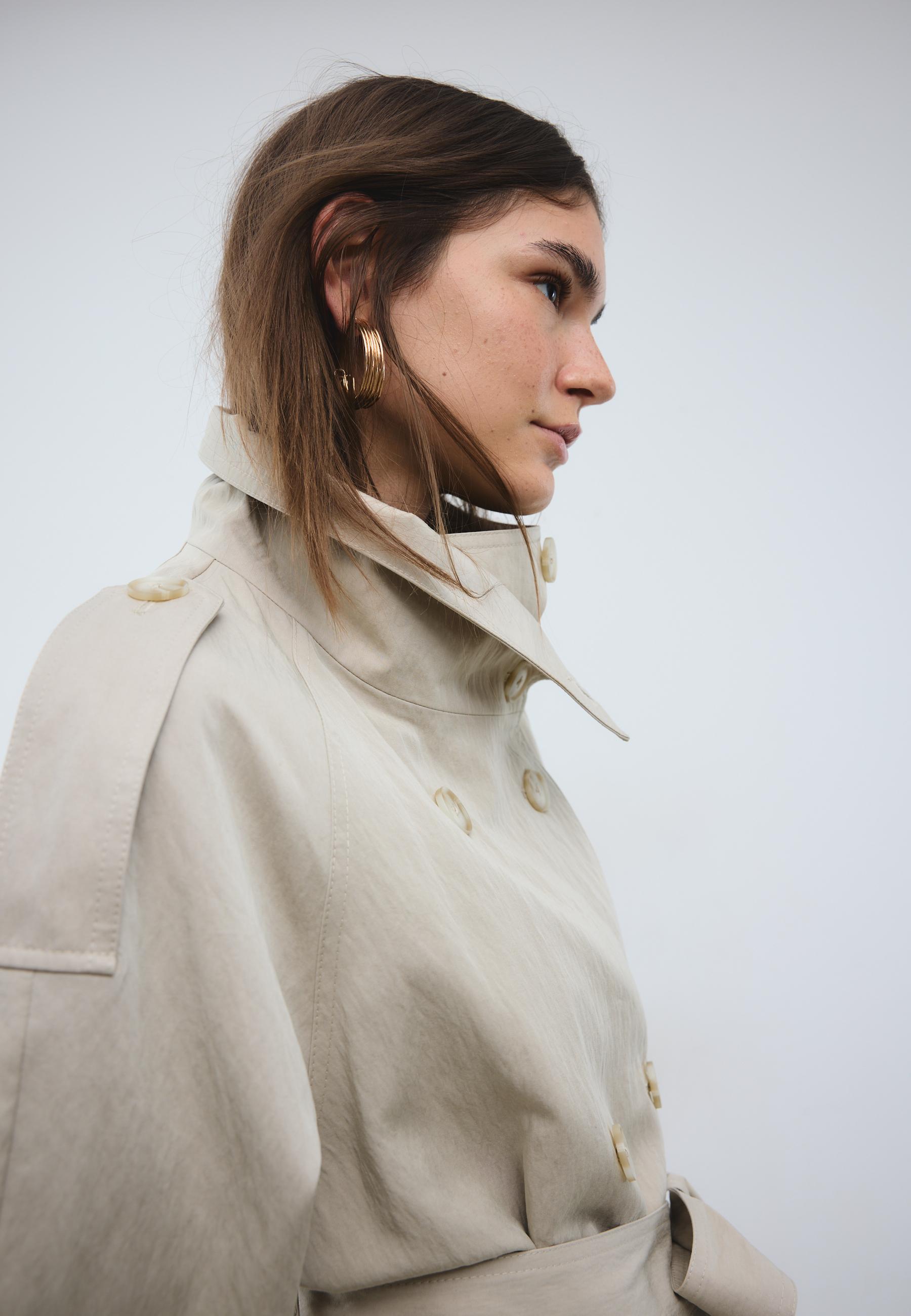 High neck trench — Beige