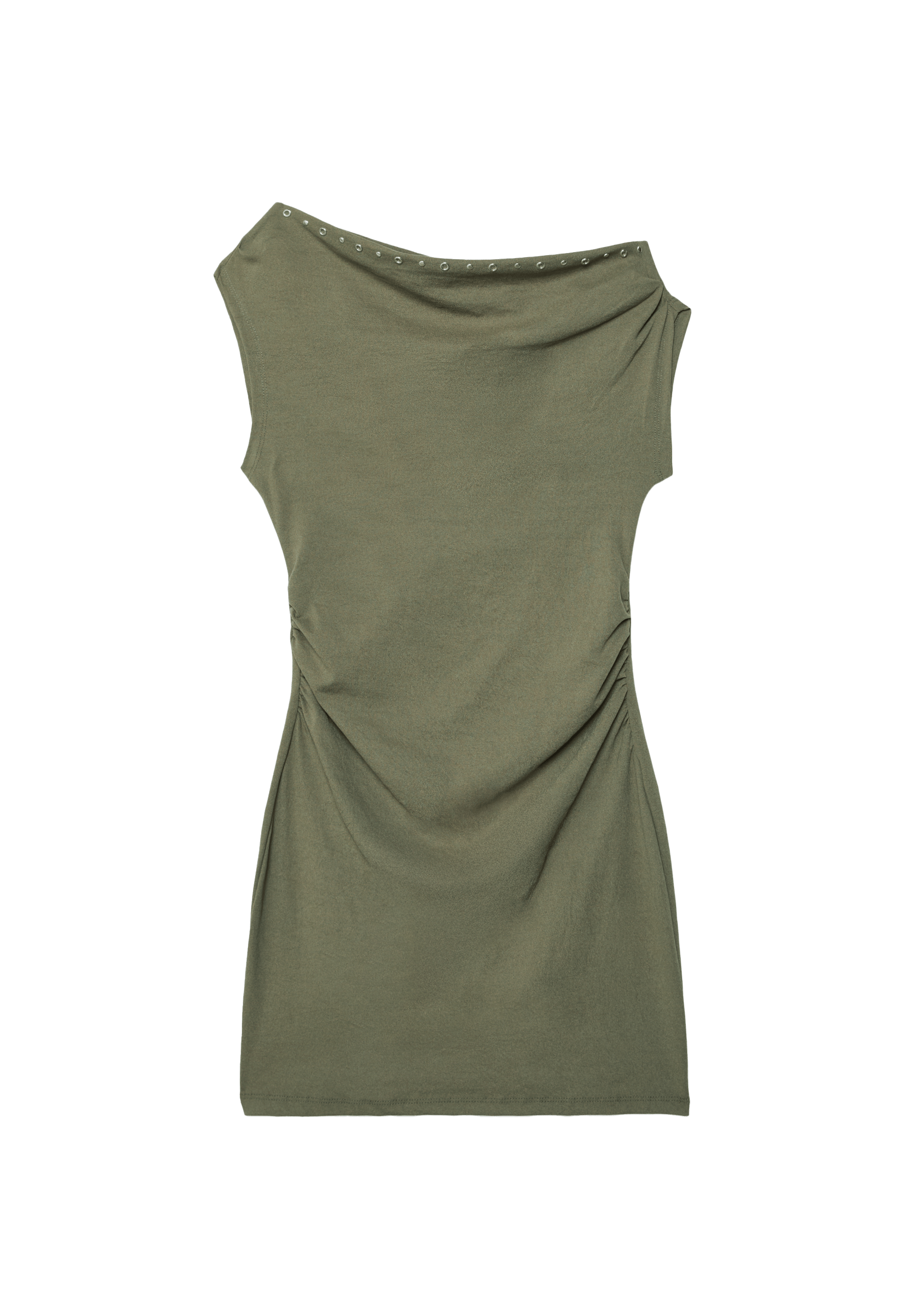 Asymmetric stud mini dress — Khaki